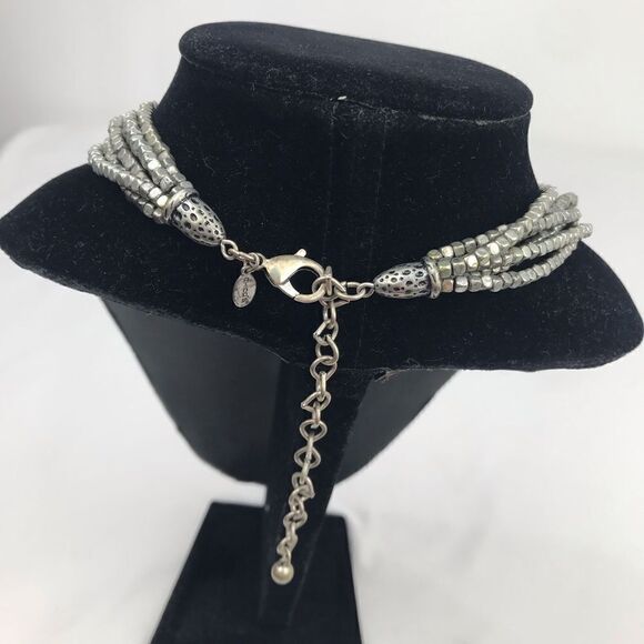 Chico’s Gunmetal Silver Tone Multi Strand Beaded Necklace - Picture 10 of 15